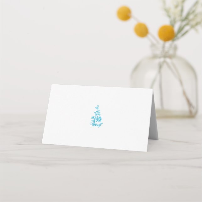 Ball Blue, Medium Turquoise decorative design Place Card (Front)