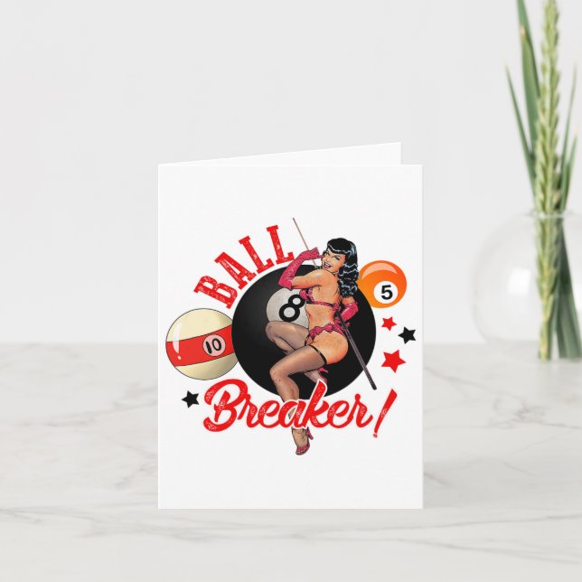 Ball Breaker Funny Pool Player Billiard Lover Bill Card (Front)