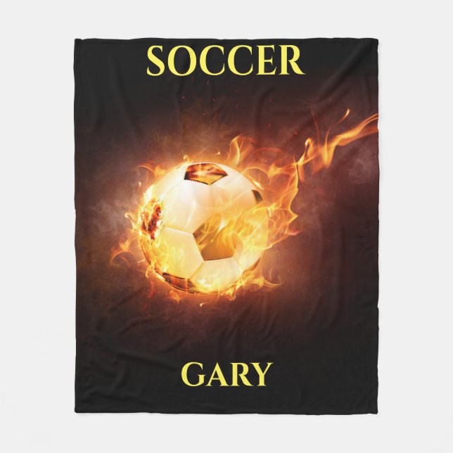 Ball de football sur couverture de feu avec nom pe (Devant)