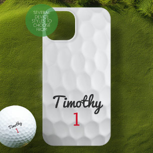 Ball de golf Dimples avec nom noir Numéro rouge