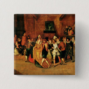 Ball during the Reign of Henri III, 1574-1623 2 Inch Square Button