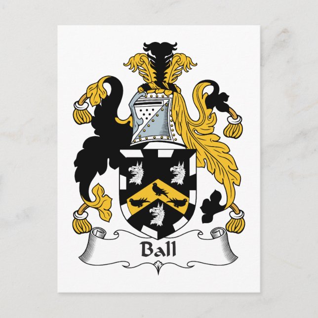 Ball Family Crest Postcard (Front)