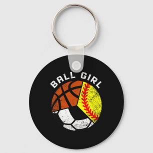 Ball Girl Fun Softball Soccer Basketball Player  Keychain