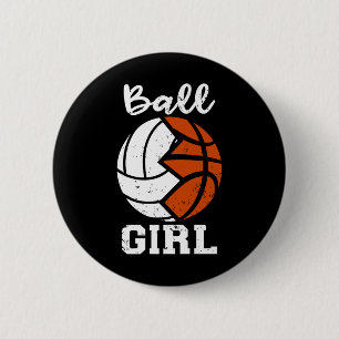 Ball Girl Funny Volleyball Basketball Girl Premium 2 Inch Round Button