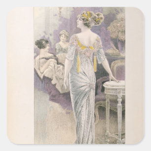 Ball gown, from 'Les Grandes Modes de Paris' Square Sticker