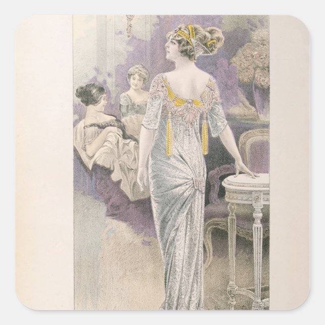 Ball gown, from 'Les Grandes Modes de Paris' Square Sticker (Front)