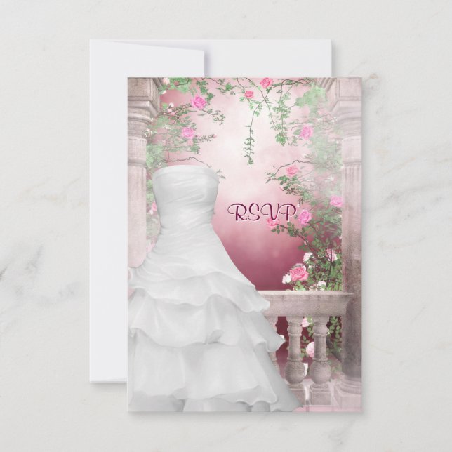 Ball Gown Rose Quinceanera RSVP (Devant)