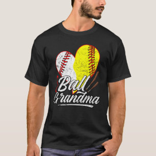 Ball Grandma Baseball Softball Mom Heart Womens Mo T-Shirt