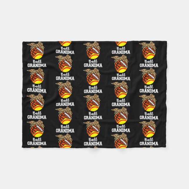 Ball Grandma Funny Softball Volleyball Basketball Fleece Blanket (Front (Horizontal))