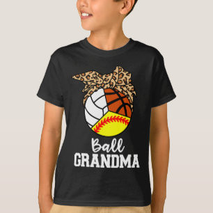 Ball Grandma Softball Volleyball Basketball Leopar T-Shirt