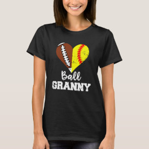 Ball Granny Heart Funny Football Softball Granny T-Shirt