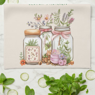 Ball Jar Whimsical Watercolor Kitchen Towel