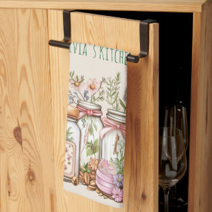 Ball Jar Whimsical Watercolor Kitchen Towel