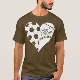 Ball Mom Baseball Softball Heart White 1 T-Shirt