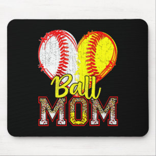 Ball Mom Baseball Softball Mama Team Sports Leopar Mouse Pad