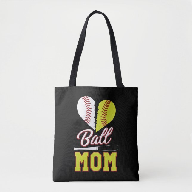 Ball Mom Baseball Softball Mom Tote Bag (Front)