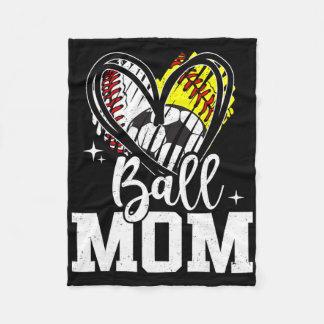 Ball Mom Baseball Softball Soccer Mom  Fleece Blanket
