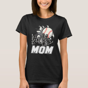 Ball Mom Cheetah Baseball Softball Mama Women Moth T-Shirt