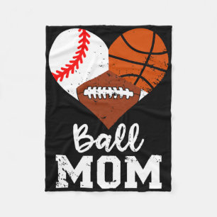 Ball Mom Fun Baseball Football Basketball Mom Fleece Blanket