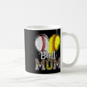 Ball Mom Heart Baseball Softball Mama Women Mother Coffee Mug