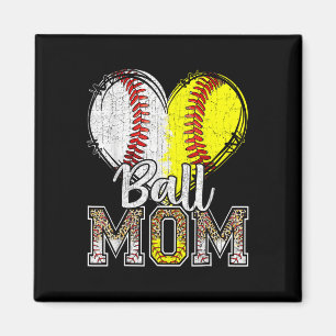 Ball Mom Heart Baseball Softball Mama Women Mother Magnet