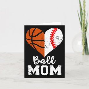 Ball Mom Heart Fun Baseball Basketball Mom  Card