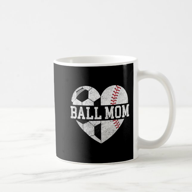 Ball Mom  Heart Fun Baseball Soccer Mom  Coffee Mug (Right)