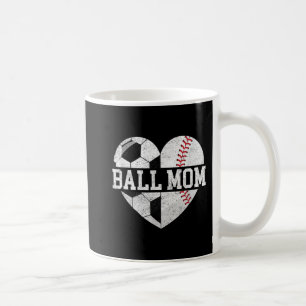 Ball Mom Heart Fun Baseball Soccer Mom Coffee Mug