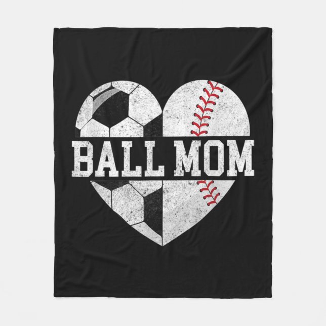 Ball Mom  Heart Fun Baseball Soccer Mom  Fleece Blanket (Front)