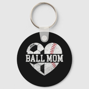 Ball Mom  Heart Fun Baseball Soccer Mom  Keychain