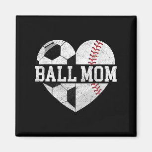 Ball Mom  Heart Fun Baseball Soccer Mom  Magnet
