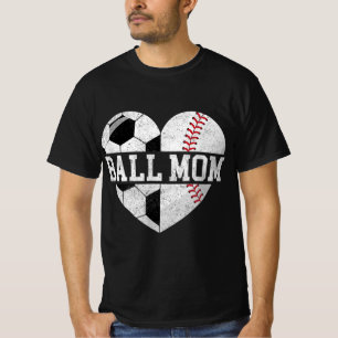Ball Mom Heart Fun Baseball Soccer Mom T-Shirt