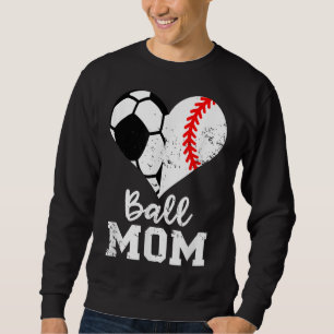 Ball Mom Heart Funny Baseball Soccer Mom Sweatshirt