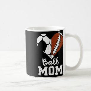 Ball Mom Heart Funny Football Soccer Mom  Coffee Mug
