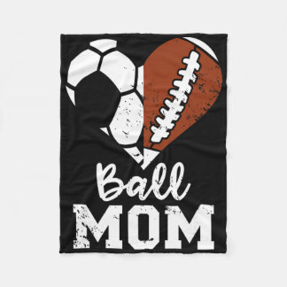 Ball Mom Heart Funny Football Soccer Mom  Fleece Blanket