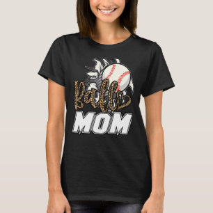 Ball Mom Leopard Baseball Softball Mama Women Moth T-Shirt