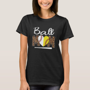 Ball Mom Leopard Funny Softball Baseball Mother's T-Shirt