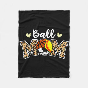 Ball Mom Leopard Softball Soccer Basketball Player Fleece Blanket