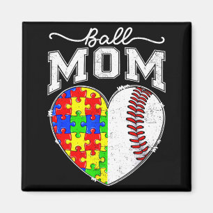 Ball mom mama autism awareness day baseball heart magnet