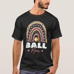 Ball Mom Mother's Day  Leopard Rainbow Softball T-Shirt