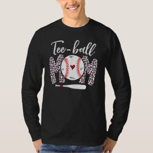 Ball Mom Mother's Day Teeball Mom Pink Leopard Fun T-Shirt