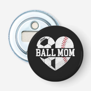 Ball Mom Shirt Heart Funny Baseball Soccer Mom Bottle Opener