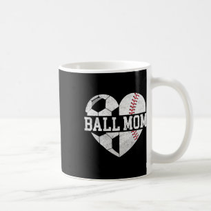 Ball Mom Shirt Heart Funny Baseball Soccer Mom Coffee Mug