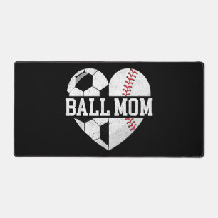 Ball Mom Shirt Heart Funny Baseball Soccer Mom Desk Mat