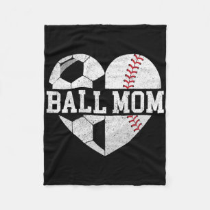 Ball Mom Shirt Heart Funny Baseball Soccer Mom Fleece Blanket