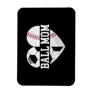 Ball Mom Shirt Heart Funny Baseball Soccer Mom Magnet
