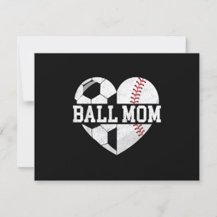 Ball Mom Shirt Heart Funny Baseball Soccer Mom RSVP Card