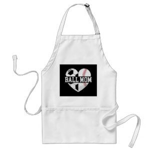Ball Mom Shirt Heart Funny Baseball Soccer Mom Standard Apron