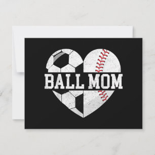Ball Mom Shirt Heart Funny Baseball Soccer Mom Thank You Card