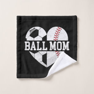 Ball Mom Shirt Heart Funny Baseball Soccer Mom Wash Cloth